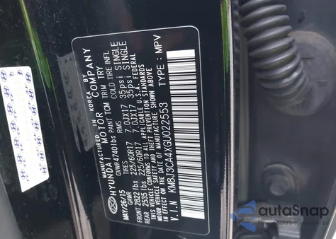 2016 Hyundai Tucson Se из США, поврежденный, VIN KM8J3CA4XGU022553